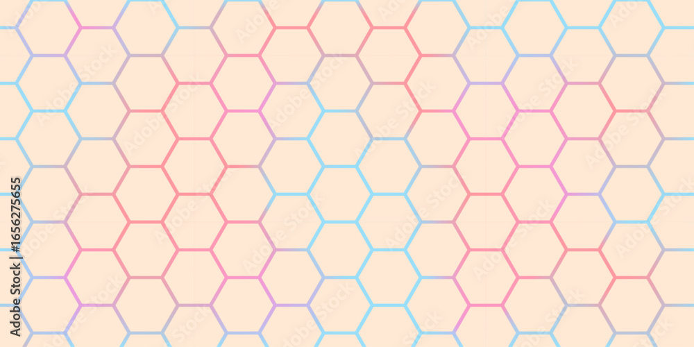 Poster colorful hexagon honeycomb pattern background in abstract geometric style.