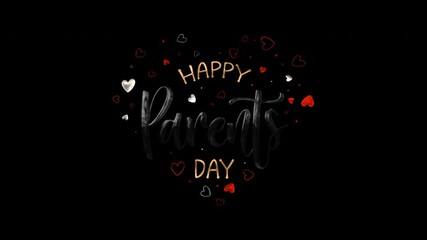 Happy parents day with hearts around them, ideal for celebrating parental love and appreciation with a festive and loving vibe. Suitable for greeting cards, social media posts, and posters.