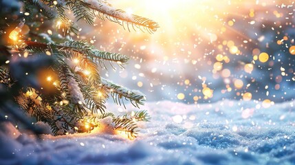 Fototapeta premium Festive Christmas Snow Scene Background with Serene Winter Ambiance