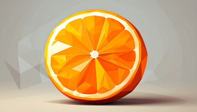 Low Poly Orange Slice with Fresh Fruit. - Powered by Adobe