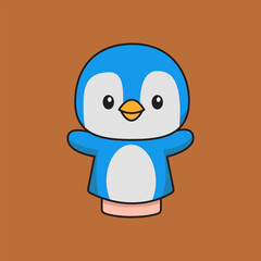 Cute Penguin Puppet Cartoon Vector Illustration