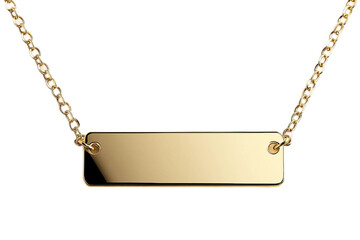 Gold nameplate necklace isolated on transparent background