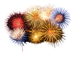 Fireworks burst for celebration, isolated on transparent background PNG