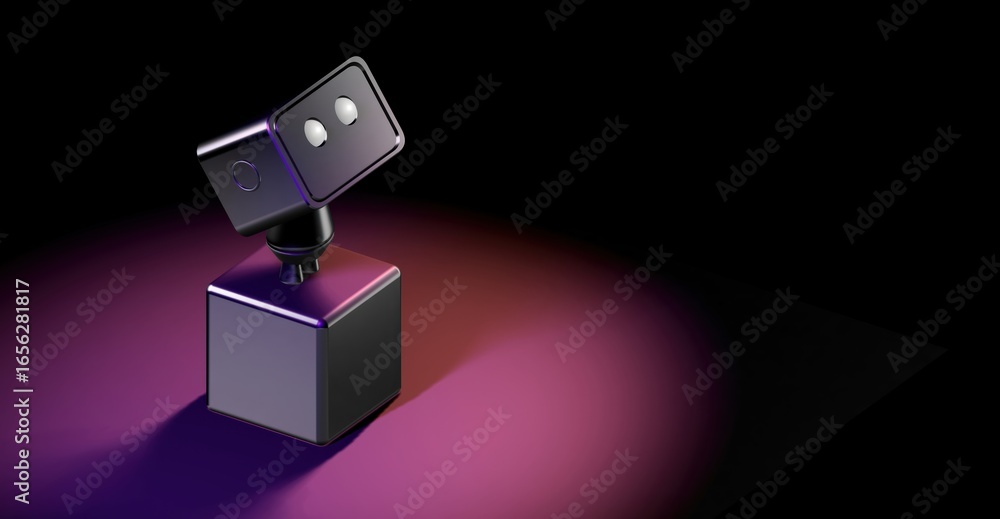 Poster a close-up image of dice with the number of two showing, set against a colorful light in a dark back