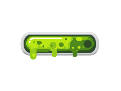 Bubbling green toxic slime with drips and highlights in a horizontal container.