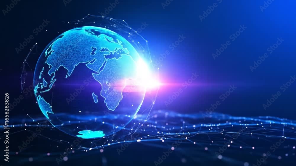 Aufkleber dynamic digital globe animation with glowing effects, futuristic data visualization