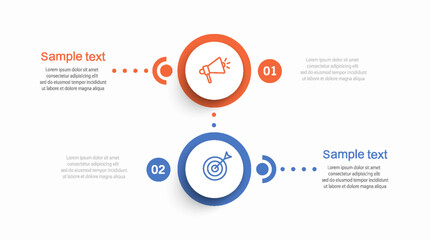 Fototapeta premium Business infographic template with icons and 2 options or steps 