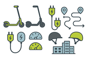 Electric Scooter Icons for Urban Mobility