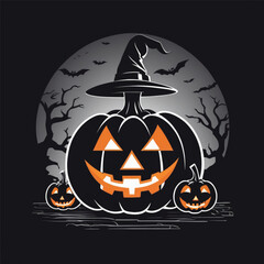 Halloween pumpkin with bats