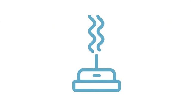 A simple blue vector icon of an aroma diffuser with rising aroma on a white background