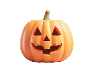 Classic orange Jack-o-lantern with a carved smiling face and triangular eyes.
