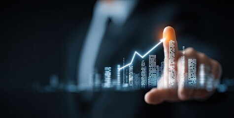 Business growth visualized by a finger