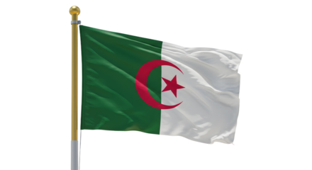 Waving national flag of Algeria with clear details and vibrant colors, perfect for international events and cultural presentations