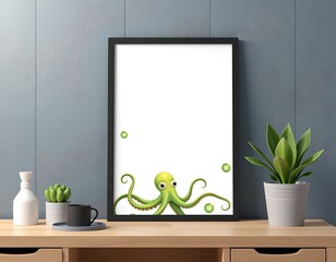 Cozy Mirror Desk with Playful Octopus Reflection