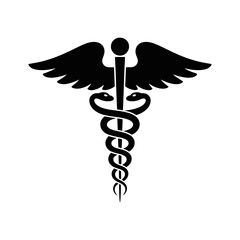 Caduceus symbol with snakes and wings representing medicine and healthcare professional emblem