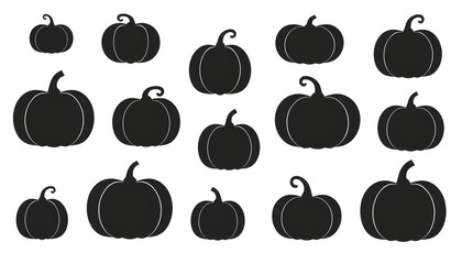 Stylish Pumpkins Collection Horizontal Arrangement Against White Background