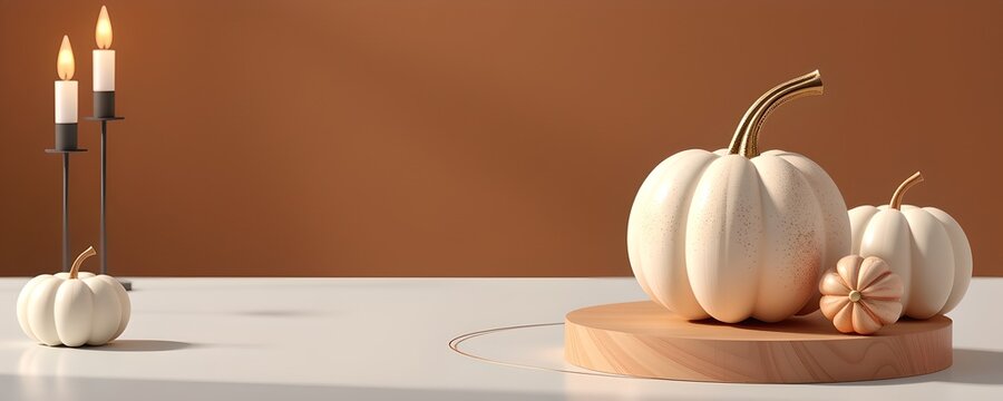 Halloween Table Setting with Pumpkins and Candles