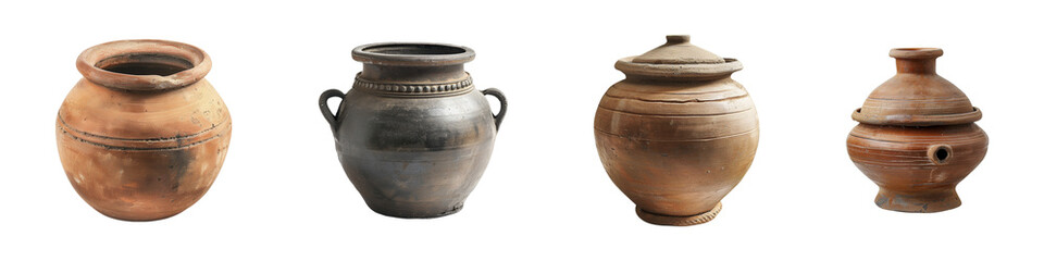 Collection of traditional clay pots vessels, representing cultural heritage