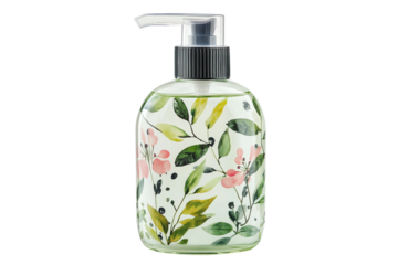 Transparent hand sanitizer bottle isolated on transparent background