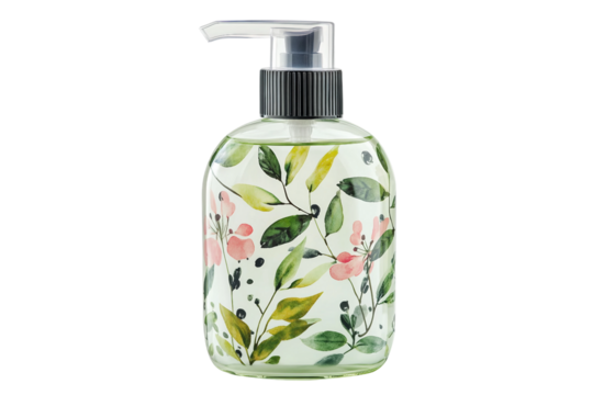 Transparent hand sanitizer bottle isolated on transparent background