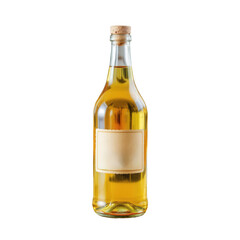 Glass Bottle with Blank Label Filled with Yellow Liquid on Transparent background