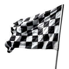 Black and white checkered flag waving race finish victory