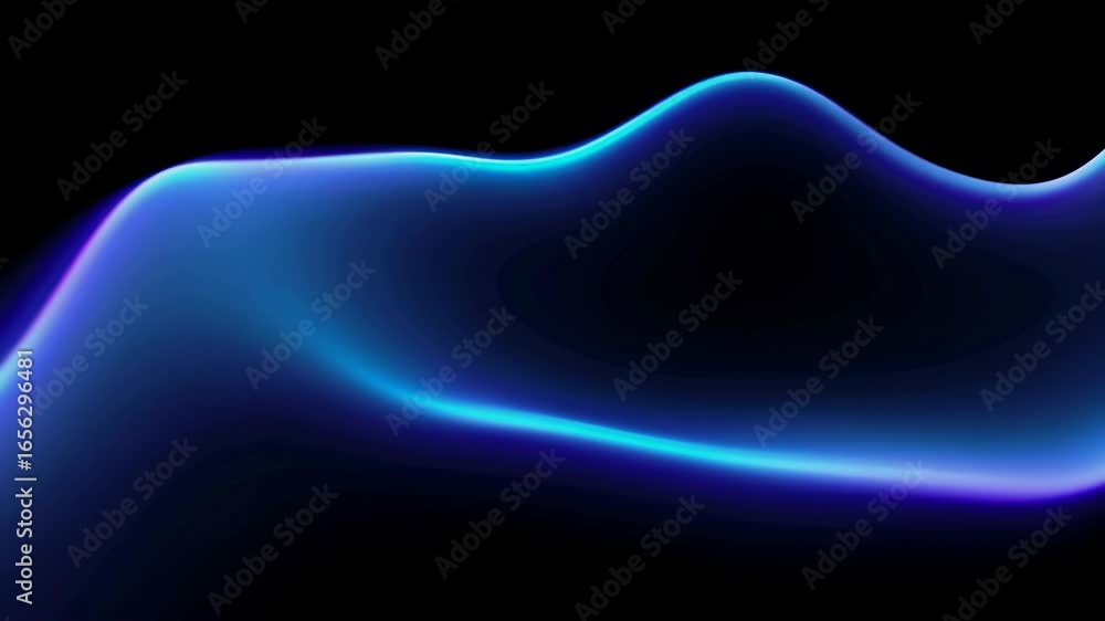 Poster a mesmerizing display of undulating blue and purple light waves against a dark background, creating 