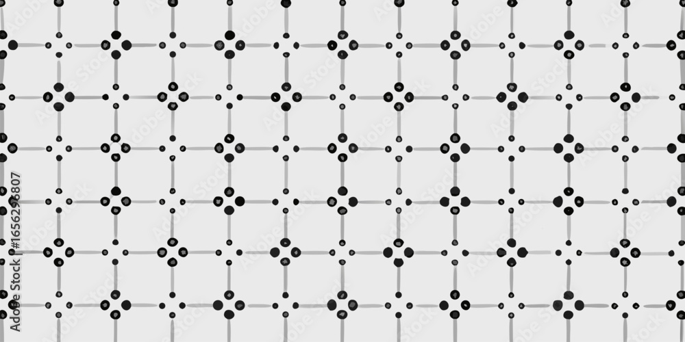 Poster vector aesthetic monochrome pattern featuring interconnected squares with dot accents and simple lin