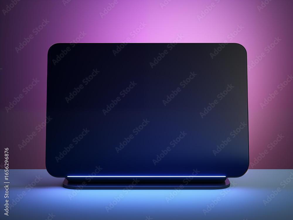 Poster sleek digital display with futuristic neon accent and gradient backdrop, perfect for modern tech pre