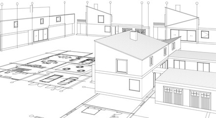Fototapeta premium house sketch plan 3d rendering
