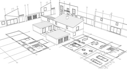 house sketch plan 3d rendering