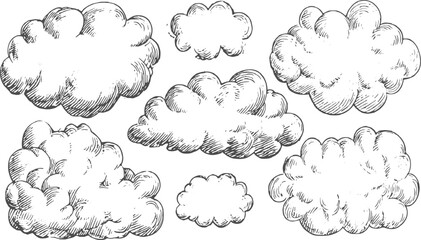 Hand Drawn Speech Bubble Set black grunge texture  Vector Illustration Doodle Text Cloud Chalk vector design on transparent background.