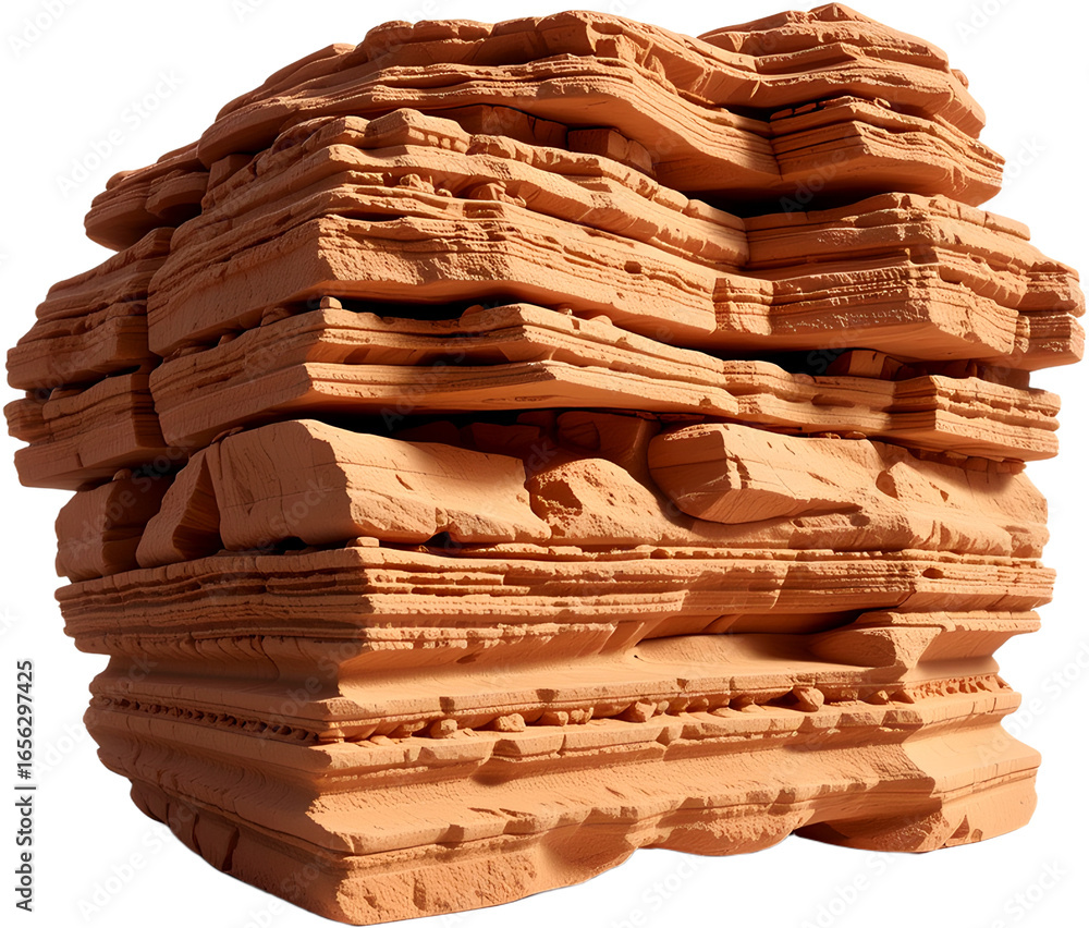 Poster a captivating view of layered sandstone. the intricate patterns and textures of the rock create a me