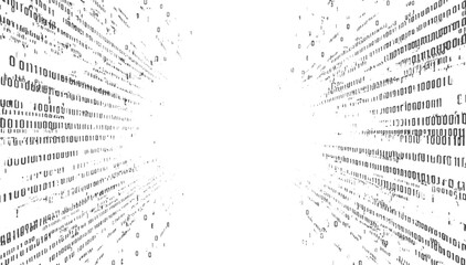 Binary Code Tunnel Background Digital Data Flow Abstract Matrix Concept grunge texture vector design on transparent background.