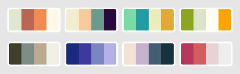 Set of bright color palette. Nneumorphic style color palette for ui ux design. color palette for fashion designers, business, and paints colors company