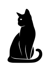 Elegant Black and White Silhouette of a Cat – Minimalist Pet Design Illustration