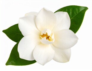 Obraz premium Studio Shot of Gardenia Flower with Glossy Leaves