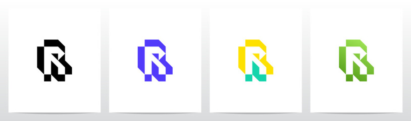 Obraz premium Cyber Techno Digital Graphic Frame Letter Initial Logo Design R
