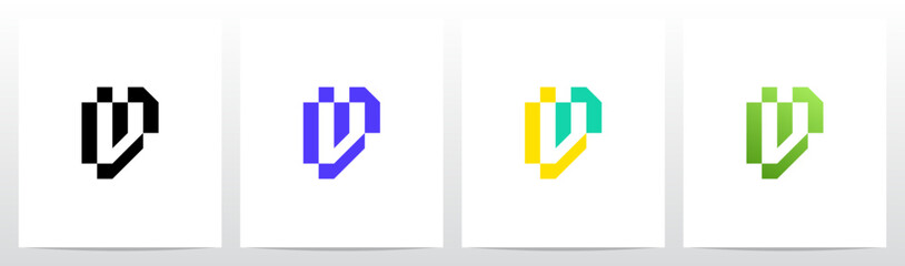 Cyber Techno Digital Graphic Frame Letter Initial Logo Design V