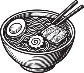 ramen bowl oriental food vector illustration