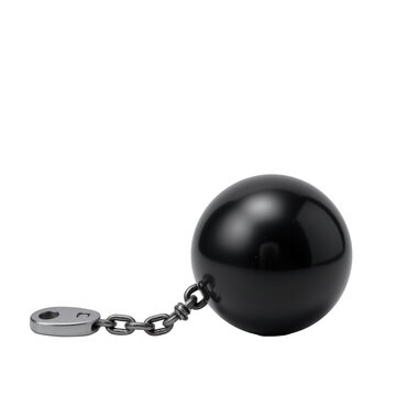 Heavy black ball and chain isolated on Transparent background for concept