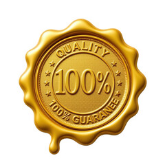 Golden Seal of Quality with 100% Guarantee Signifying Excellence