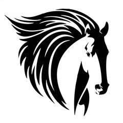 Obraz premium Horse head with long mane bla...