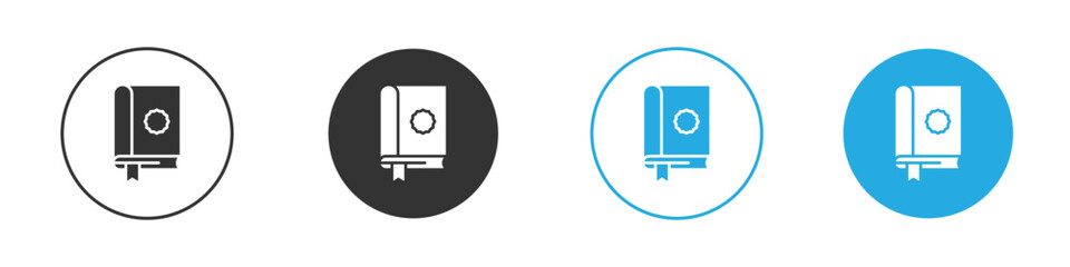 Book Icon in Circle Variations Isolated on White Background