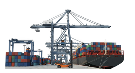 Container Ship At Port Cargo Handling