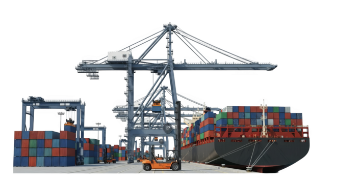 Container Ship At Port Cargo Handling