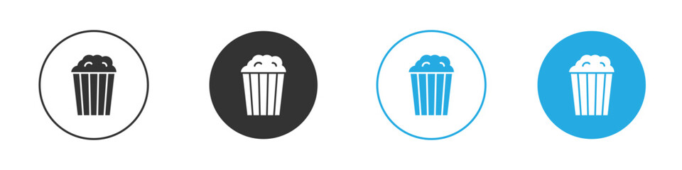 Popcorn Bucket Icon in Variations Isolated on White Background
