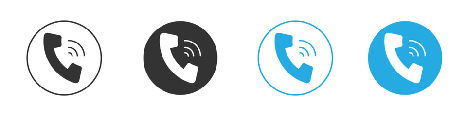 Phone Icon Variations in Circles isolated on white background