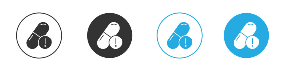 Pill Icon with Exclamation Mark, Isolated on White Background