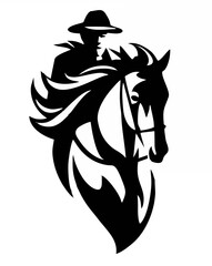 Horseback cowboy black vector...